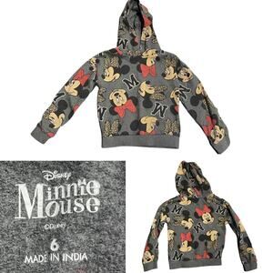 Disney Minnie Mousse Hooded Pullover Toddler Sweater Size 6 Disneyland Kids